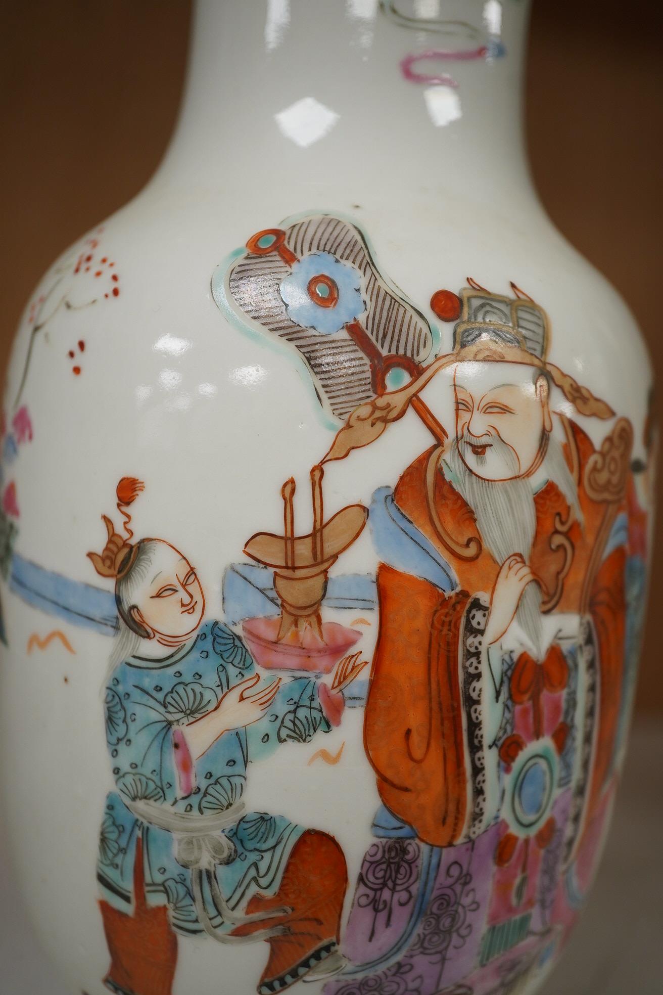 A Chinese famille rose baluster vase, 22cm. Condition - good